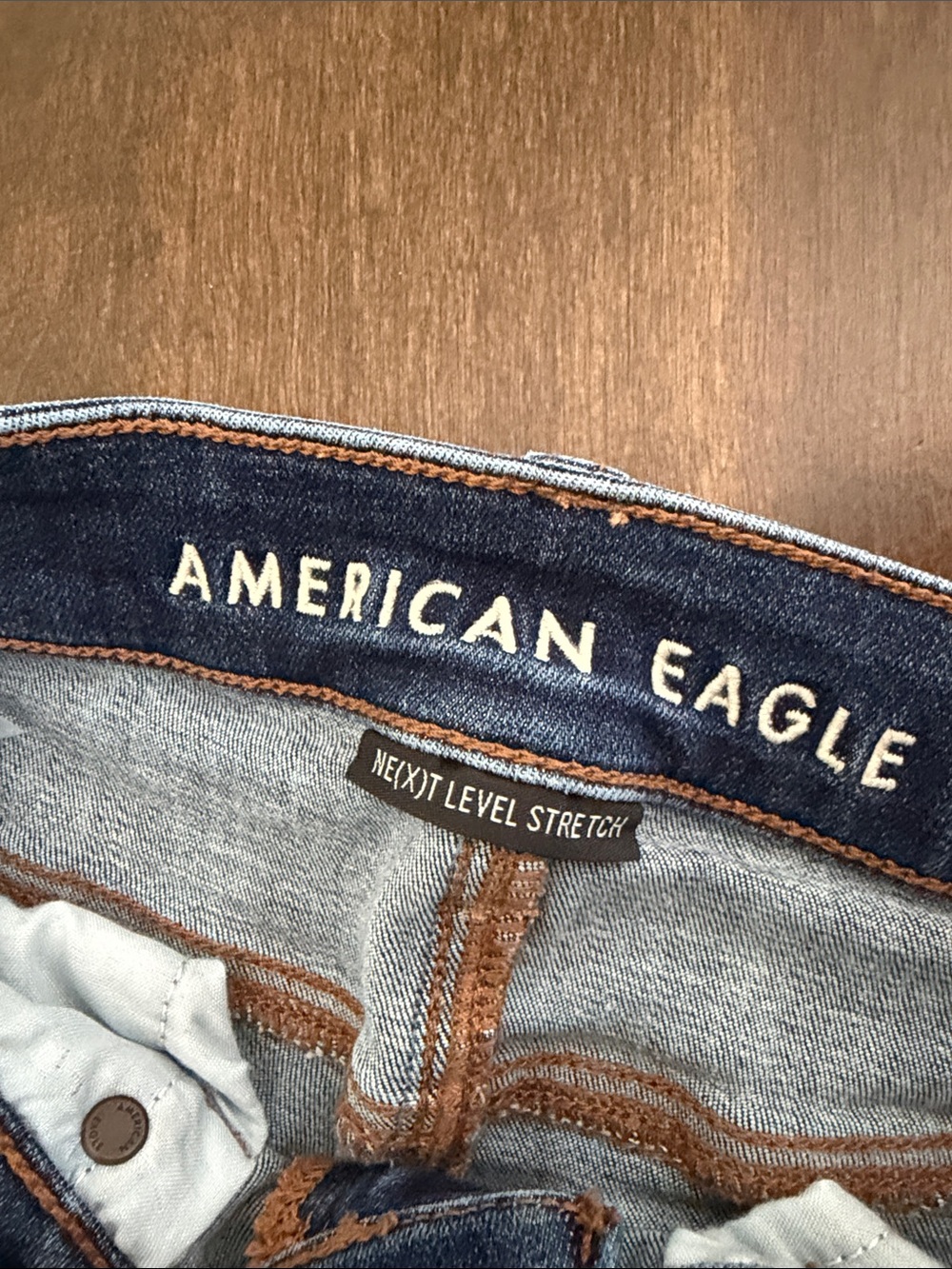 American Eagle High Rise Skinny Kick Medium-Dark Blue Bootcut Jeans 8 Long - Picture 4 of 6
